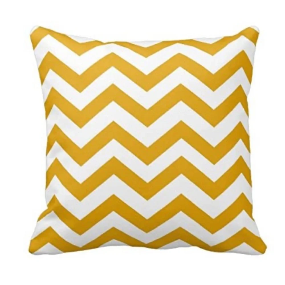 Luxury Home | Chic Mustard Yellow & White Chevron Print Soft Throw Pillow Cover